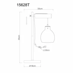 Suspension Verre Fumé-Luminaires Globo Lighting Ryan Lampe à poser Écru, Noir, 1 lumière