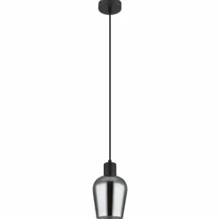 Suspension Verre Fumé-Luminaires Globo Lighting Ryan Suspension Noir, 1 lumière