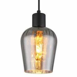 Suspension Verre Fumé-Luminaires Globo Lighting Ryan Suspension Noir, 1 lumière