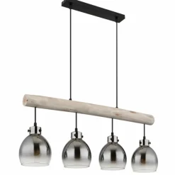 Suspension Verre Fumé-Luminaires Globo Lighting Ryan Suspension Écru, Noir, 4 lumières