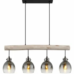 Suspension Verre Fumé-Luminaires Globo Lighting Ryan Suspension Écru, Noir, 4 lumières