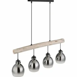 Suspension Verre Fumé-Luminaires Globo Lighting Ryan Suspension Écru, Noir, 4 lumières