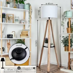 Lampes En Tissu-hofstein Sabadim Lampadaire Écru, Noir, 1 lumière