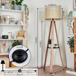 Luminaires Scandinaves-hofstein Sabadim Lampadaire Écru, Noir, 1 lumière