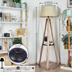 Luminaires Scandinaves-hofstein Sabadim Lampadaire Écru, Noir, 1 lumière