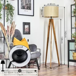 Luminaires Scandinaves-hofstein Sabadim Lampadaire Écru, Noir, 1 lumière