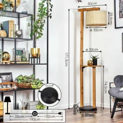 Luminaires Scandinaves-hofstein Sabadim Lampadaire Écru, Noir, 1 lumière