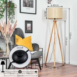 Luminaires Scandinaves-hofstein Sabadim Lampadaire Écru, Noir, 1 lumière