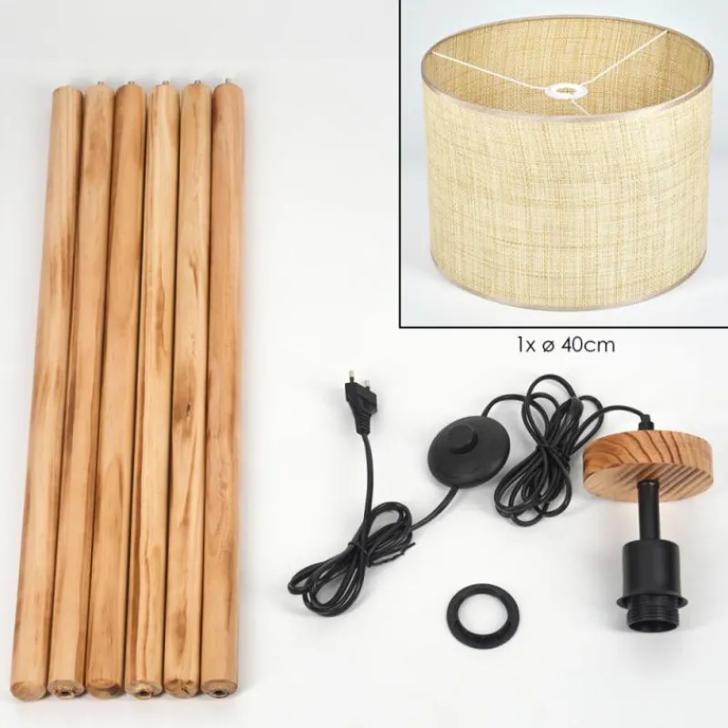 Luminaires Scandinaves-hofstein Sabadim Lampadaire Écru, Noir, 1 lumière