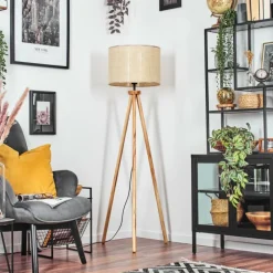 Luminaires Scandinaves-hofstein Sabadim Lampadaire Écru, Noir, 1 lumière