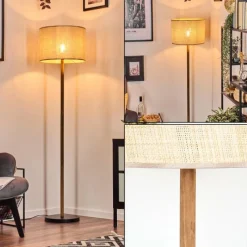 Lampes En Tissu-hofstein Sabadim Lampadaire Écru, Noir, 1 lumière