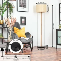 Lampes En Tissu-hofstein Sabadim Lampadaire Écru, Noir, 1 lumière