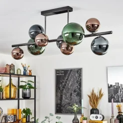 hofstein Sacoselo Plafonnier, Boule lumineuse Noir, 9 lumières