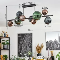 hofstein Sacoselo Plafonnier, Boule lumineuse Noir, 9 lumières