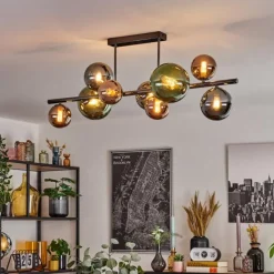 hofstein Sacoselo Plafonnier, Boule lumineuse Noir, 9 lumières