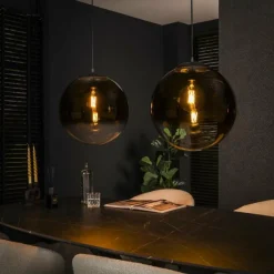 Suspension Verre Fumé-hofstein Saldonha Suspension Anthracite, 2 lumières