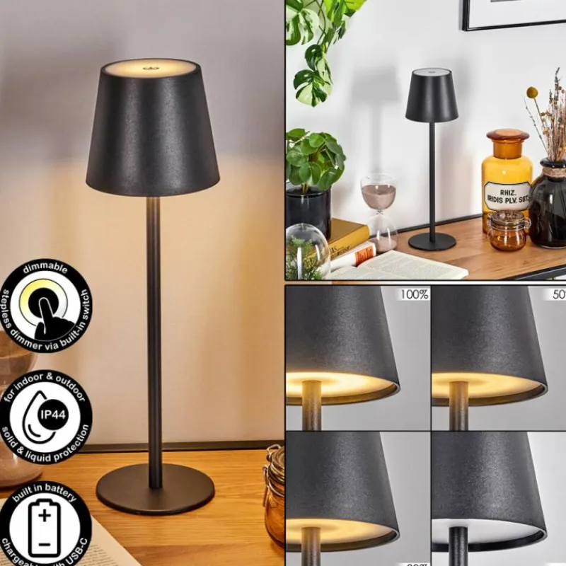 hofstein Salgadinho Lampe à poser LED Noir, 1 lumière