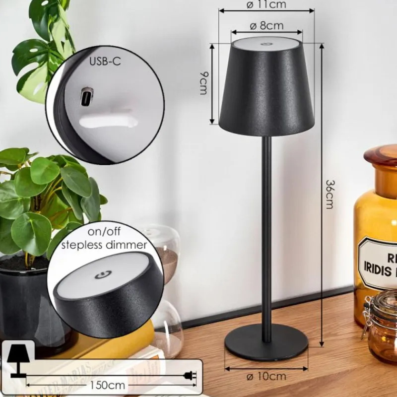 hofstein Salgadinho Lampe à poser LED Noir, 1 lumière