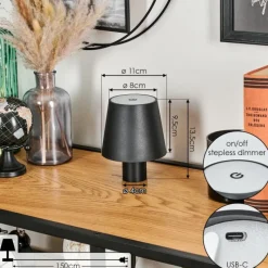 hofstein Salgadinho Lampe de table d'extérieur, Lampe à poser LED Noir, 1 lumière