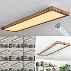 Luminaires Scandinaves-hofstein Salmi LED Couleur bois, Noir, 1 lumière, Télécommandes