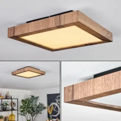 Luminaires Scandinaves-hofstein Salmi Plafonnier, Panel LED Couleur bois, Noir, 1 lumière