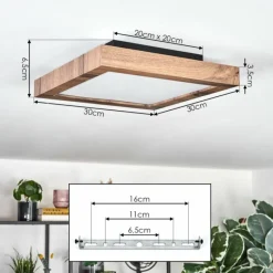 Luminaires Scandinaves-hofstein Salmi Plafonnier, Panel LED Couleur bois, Noir, 1 lumière