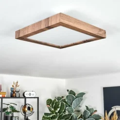 Luminaires Scandinaves-hofstein Salmi Plafonnier, Panel LED Couleur bois, Noir, 1 lumière