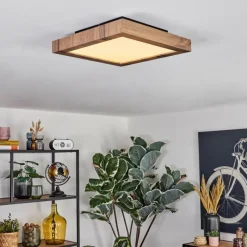 Luminaires Scandinaves-hofstein Salmi Plafonnier, Panel LED Couleur bois, Noir, 1 lumière