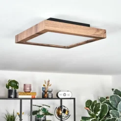 Luminaires Scandinaves-hofstein Salmi Plafonnier, Panel LED Couleur bois, Noir, 1 lumière