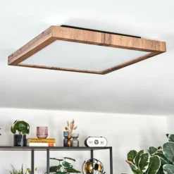 Luminaires Scandinaves-hofstein Salmi Plafonnier, Panel LED Couleur bois, Noir, 1 lumière