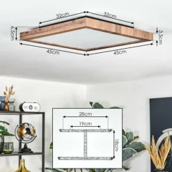 Luminaires Scandinaves-hofstein Salmi Plafonnier, Panel LED Couleur bois, Noir, 1 lumière