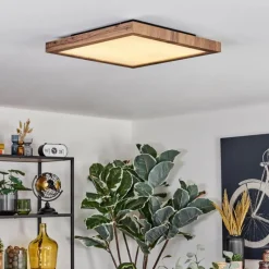 Luminaires Scandinaves-hofstein Salmi Plafonnier, Panel LED Couleur bois, Noir, 1 lumière