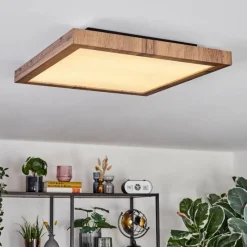 Luminaires Scandinaves-hofstein Salmi Plafonnier, Panel LED Couleur bois, Noir, 1 lumière