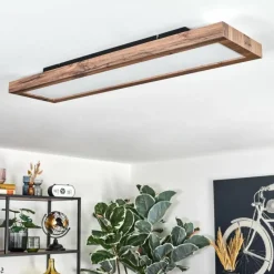 Luminaires Scandinaves-hofstein Salmi Plafonnier, Panel LED Couleur bois, Noir, 1 lumière