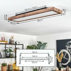 Luminaires Scandinaves-hofstein Salmi Plafonnier, Panel LED Couleur bois, Noir, 1 lumière