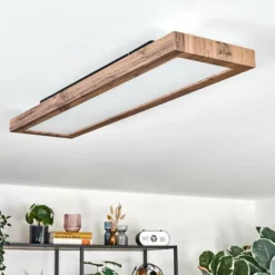 Luminaires Scandinaves-hofstein Salmi Plafonnier, Panel LED Couleur bois, Noir, 1 lumière