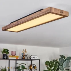 Luminaires Scandinaves-hofstein Salmi Plafonnier, Panel LED Couleur bois, Noir, 1 lumière