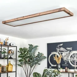 Luminaires Scandinaves-hofstein Salmi Plafonnier, Panel LED Couleur bois, Noir, 1 lumière