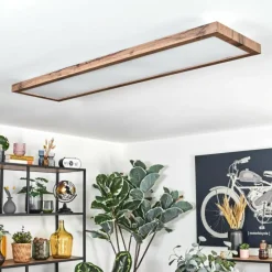 Luminaires Scandinaves-hofstein Salmi Plafonnier, Panel LED Couleur bois, Noir, 1 lumière