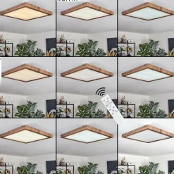 Luminaires Scandinaves-hofstein Salmi Plafonnier, Panel LED Couleur bois, Noir, 1 lumière, Télécommandes