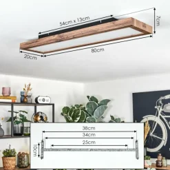 Luminaires Scandinaves-hofstein Salmi Plafonnier, Panel LED Couleur bois, Noir, 1 lumière, Télécommandes
