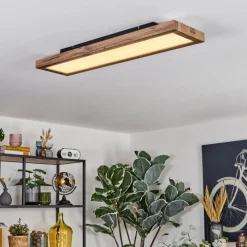 Luminaires Scandinaves-hofstein Salmi Plafonnier, Panel LED Couleur bois, Noir, 1 lumière, Télécommandes