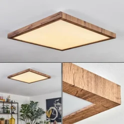 Luminaires Scandinaves-hofstein Salmi Plafonnier, Panel LED Couleur bois, Noir, 1 lumière