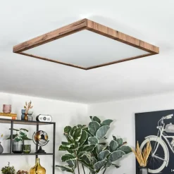 Luminaires Scandinaves-hofstein Salmi Plafonnier, Panel LED Couleur bois, Noir, 1 lumière