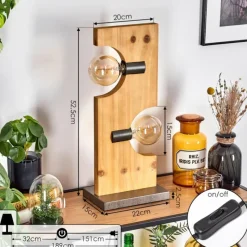 Luminaires Scandinaves-hofstein Santorum Lampe à poser Écru, Nickel vieilli, 2 lumières