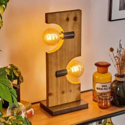 Luminaires Scandinaves-hofstein Santorum Lampe à poser Écru, Nickel vieilli, 2 lumières