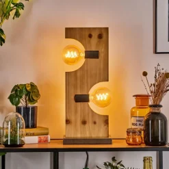 Luminaires Scandinaves-hofstein Santorum Lampe à poser Écru, Nickel vieilli, 2 lumières