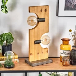 Luminaires Scandinaves-hofstein Santorum Lampe à poser Écru, Nickel vieilli, 2 lumières