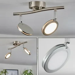 hofstein Sarnadinha Plafonnier LED Nickel mat, 2 lumières