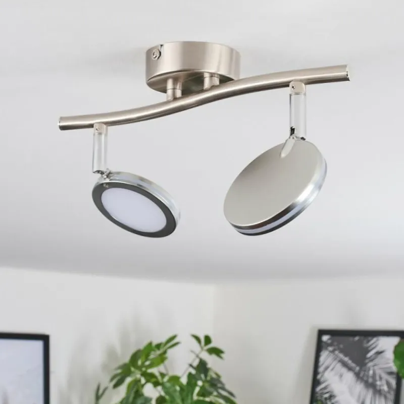 hofstein Sarnadinha Plafonnier LED Nickel mat, 2 lumières